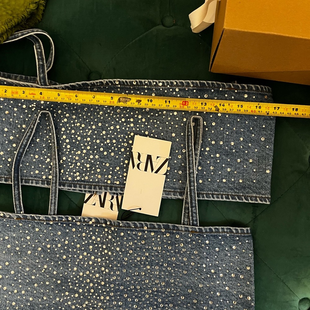 ZARA Rhinestone denim top 💙 - Picture 8 of 10
